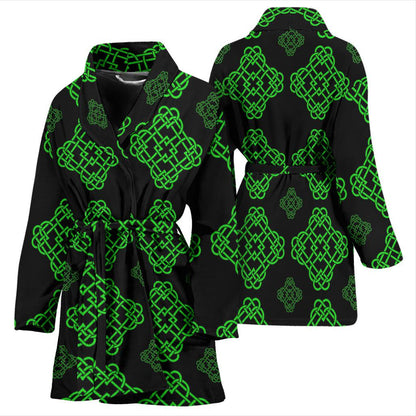 Celtic Knot Green Neon Design Women Bath Robe-JTAMIGO.COM