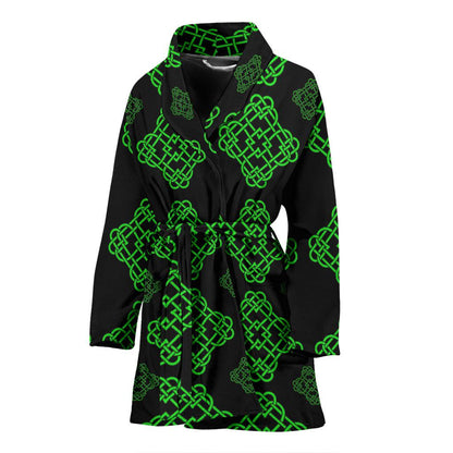 Celtic Knot Green Neon Design Women Bath Robe-JTAMIGO.COM