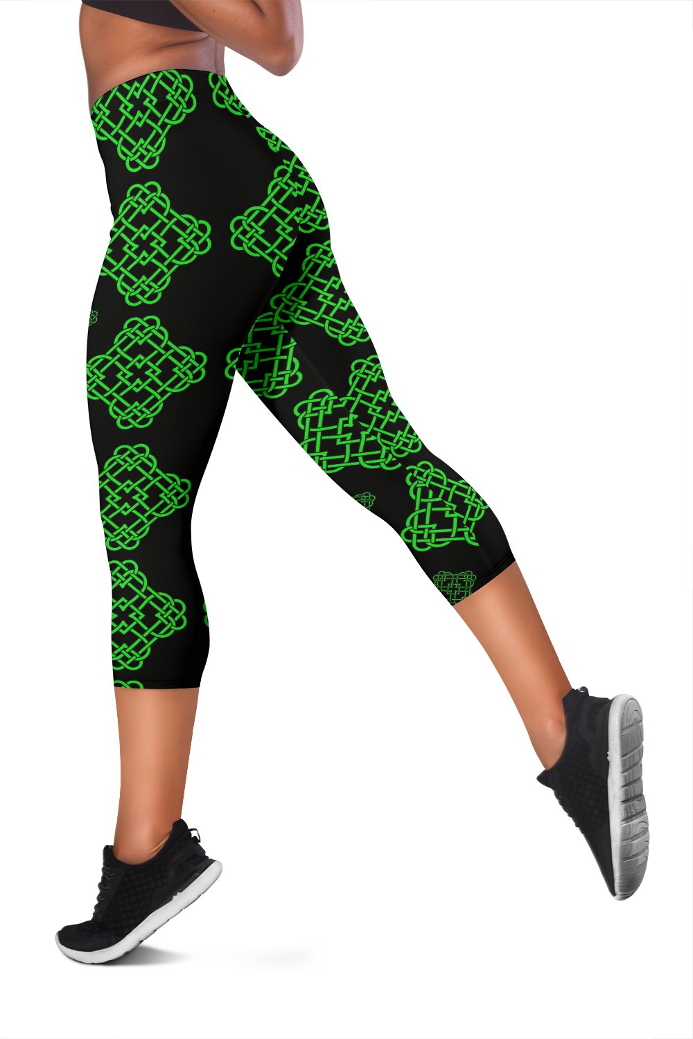 Celtic Knot Green Neon Design Women Capris