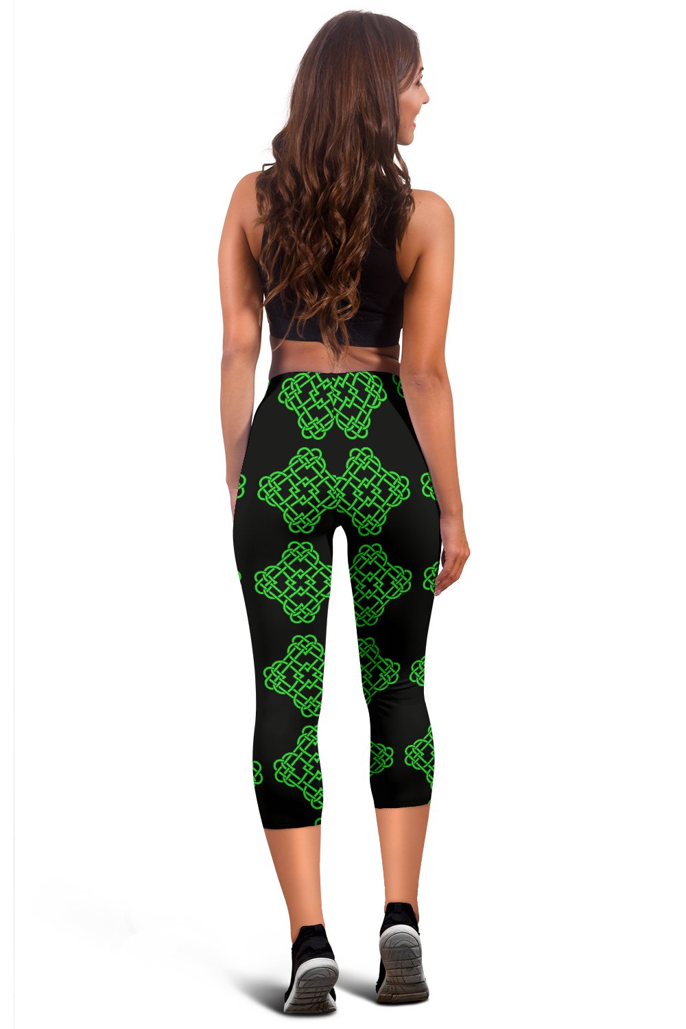 Celtic Knot Green Neon Design Women Capris