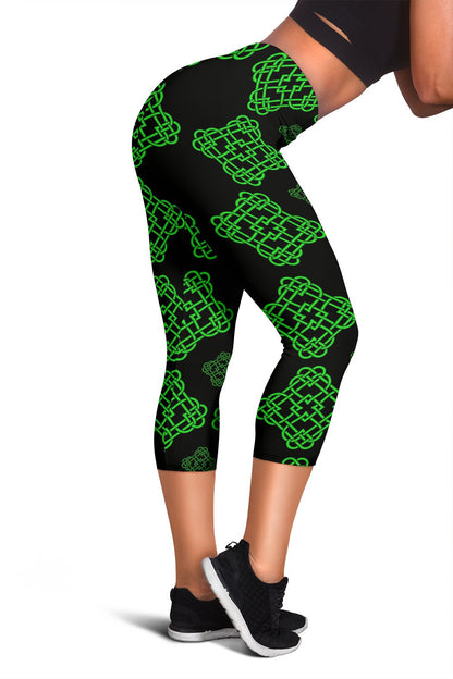 Celtic Knot Green Neon Design Women Capris