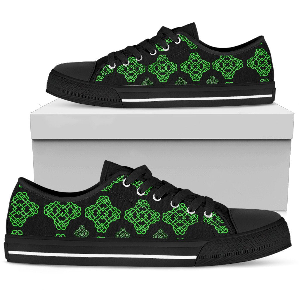 Celtic Knot Green Neon Design Women Low Top Shoes