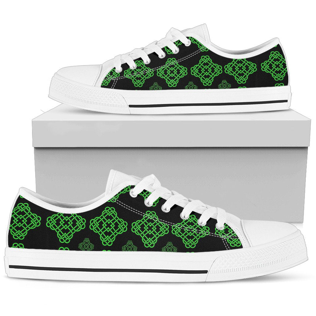 Celtic Knot Green Neon Design Women Low Top Shoes