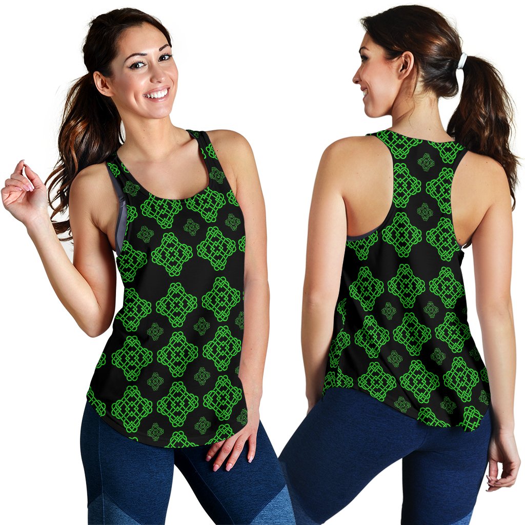 Celtic Knot Green Neon Design Women Racerback Tank Top