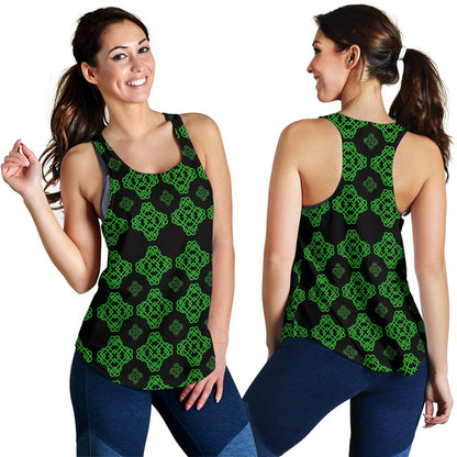 Celtic Knot Green Neon Design Women Racerback Tank Top
