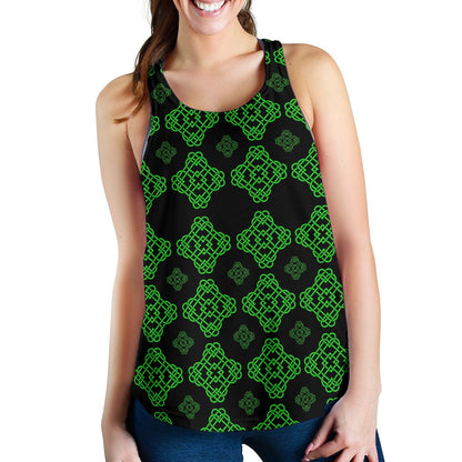 Celtic Knot Green Neon Design Women Racerback Tank Top