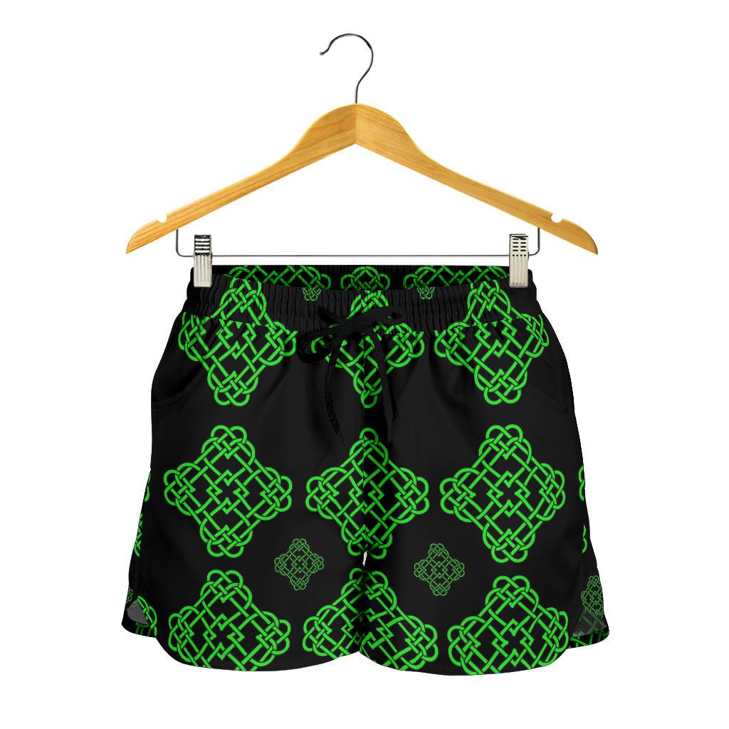 Celtic Knot Green Neon Design Women Shorts-JTAMIGO.COM