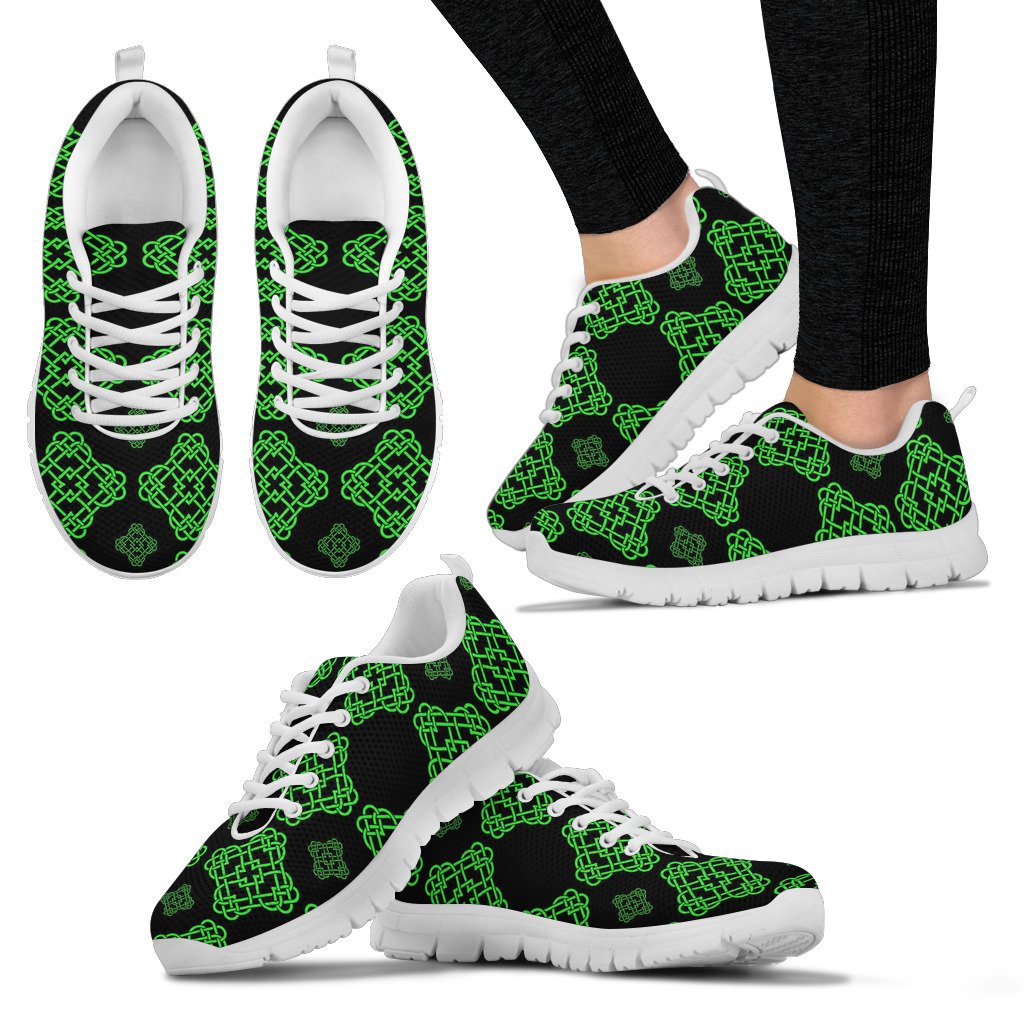 Celtic Knot Green Neon Design Women Sneakers Shoes
