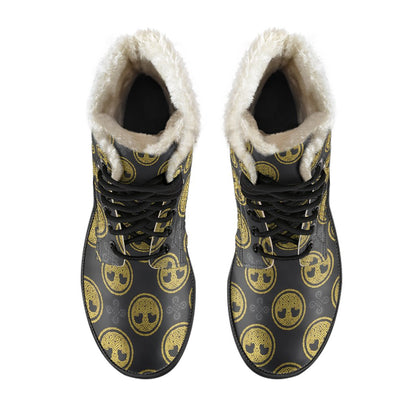 Celtic Tree of Life Design Faux Fur Leather Boots-JTAMIGO.COM