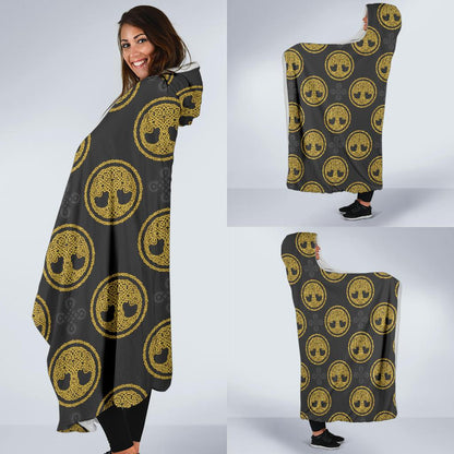 Celtic Tree of Life Design Hooded Blanket-JTAMIGO.COM