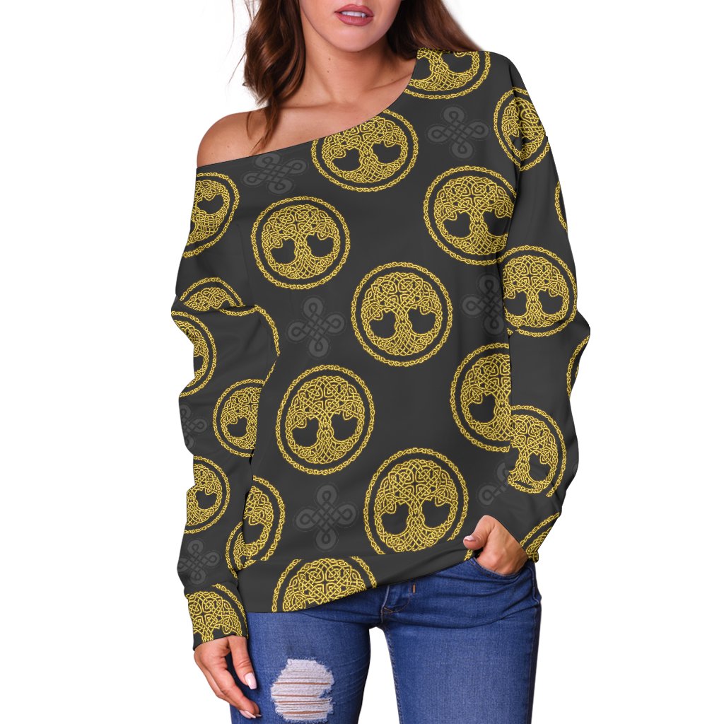 Celtic Tree of Life Design Off Shoulder Sweatshirt
