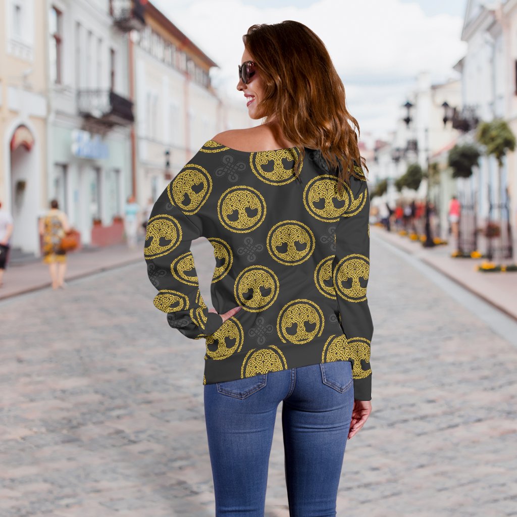 Celtic Tree of Life Design Off Shoulder Sweatshirt