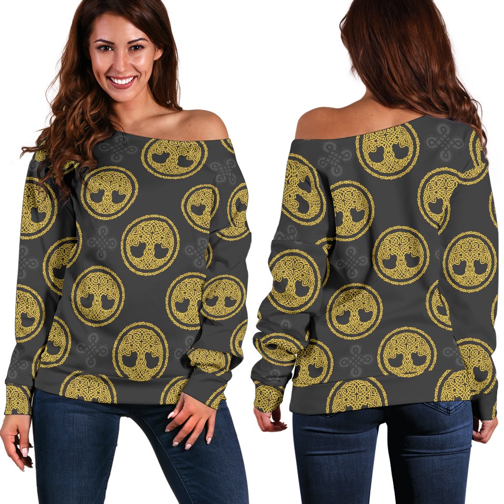 Celtic Tree of Life Design Off Shoulder Sweatshirt