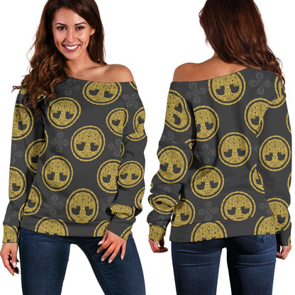 Celtic Tree of Life Design Off Shoulder Sweatshirt