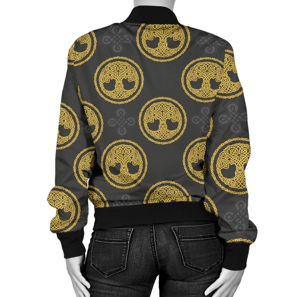 Celtic Tree of Life Design Women Casual Bomber Jacket
