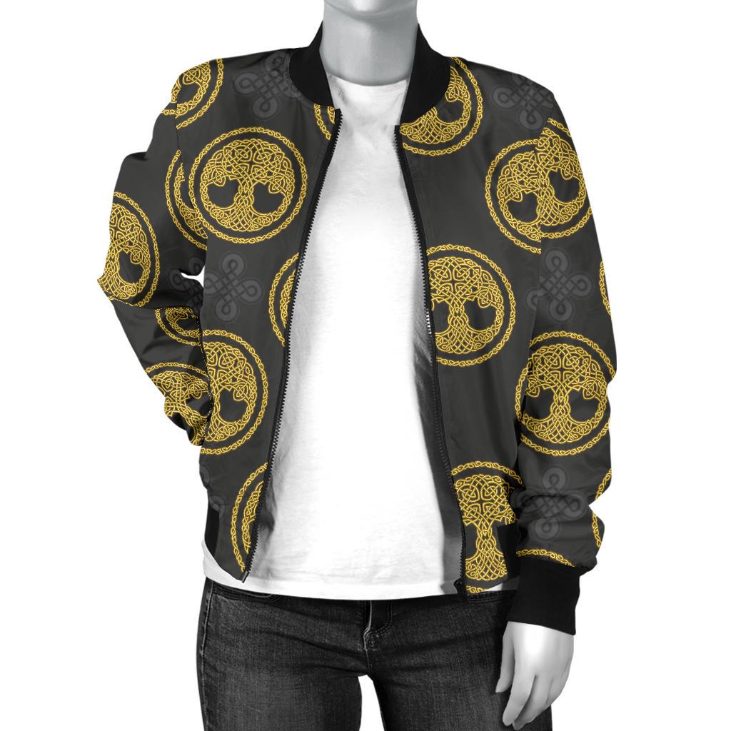 Celtic Tree of Life Design Women Casual Bomber Jacket