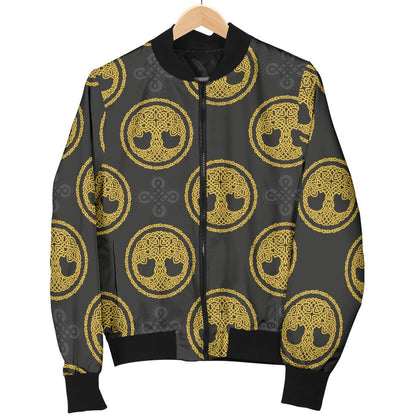 Celtic Tree of Life Design Women Casual Bomber Jacket