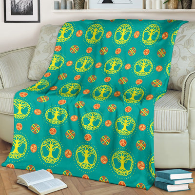 Celtic Tree Of Life Print Pattern Fleece Blanket