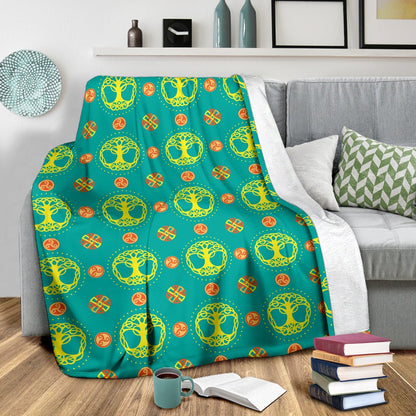 Celtic Tree Of Life Print Pattern Fleece Blanket