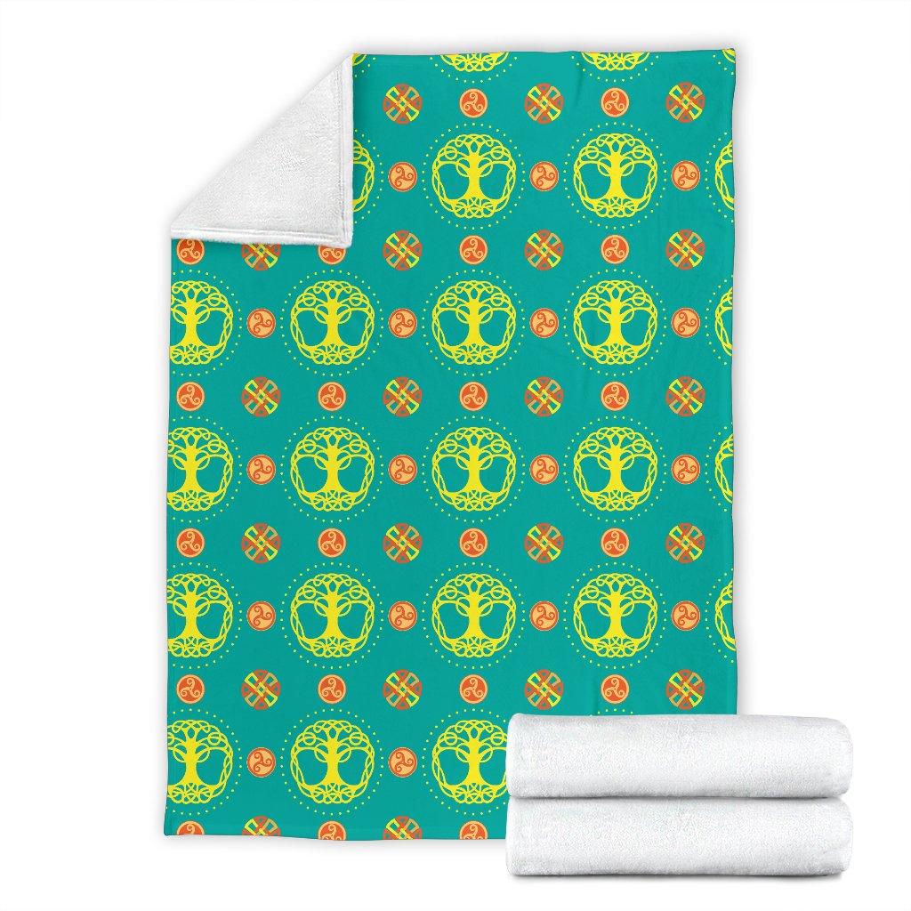 Celtic Tree Of Life Print Pattern Fleece Blanket
