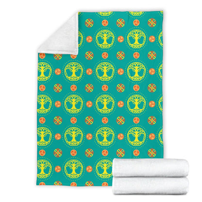 Celtic Tree Of Life Print Pattern Fleece Blanket