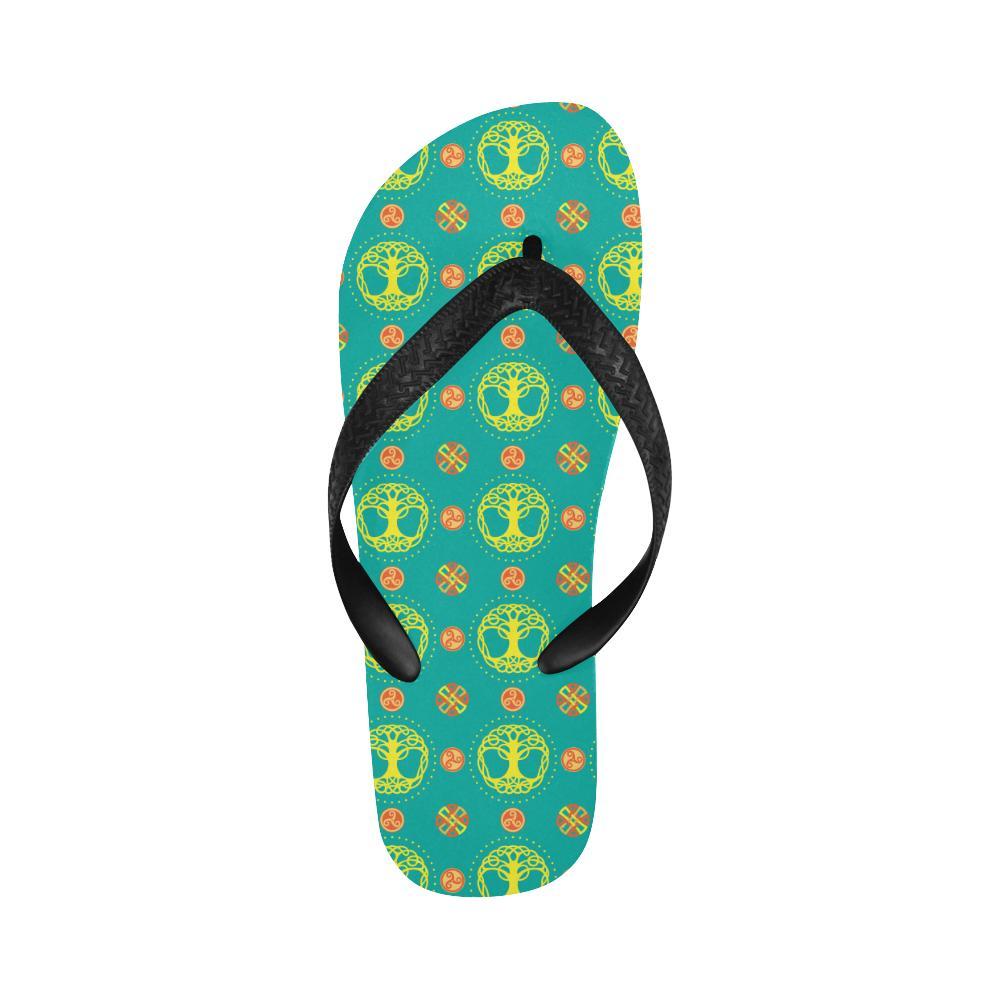 Celtic Tree of Life Print Pattern Flip Flops-JTAMIGO.COM