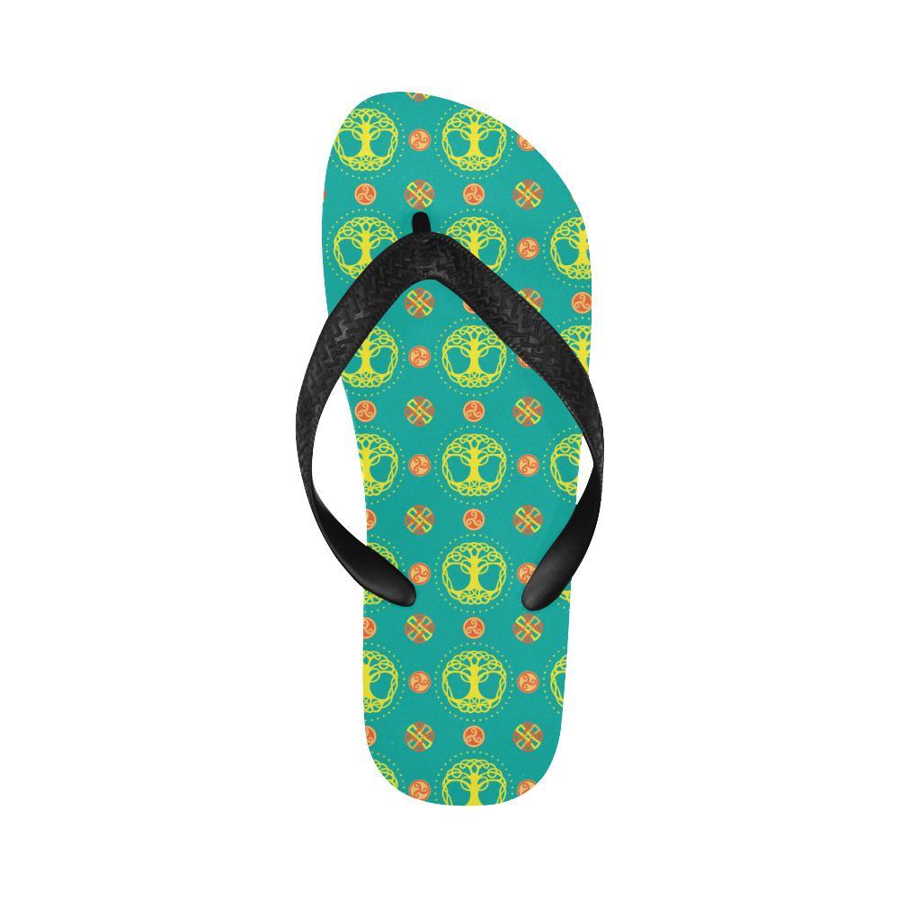 Celtic Tree of Life Print Pattern Flip Flops-JTAMIGO.COM