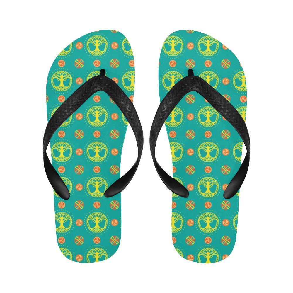 Celtic Tree of Life Print Pattern Flip Flops-JTAMIGO.COM