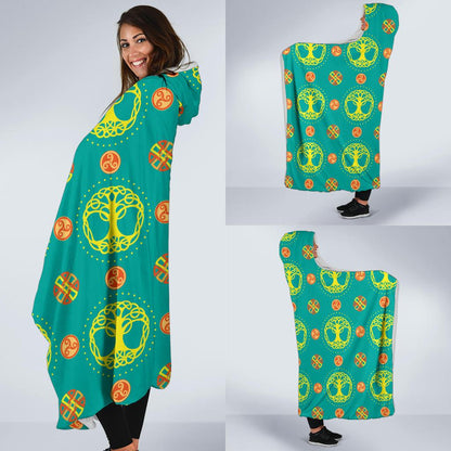 Celtic Tree of Life Print Pattern Hooded Blanket-JTAMIGO.COM