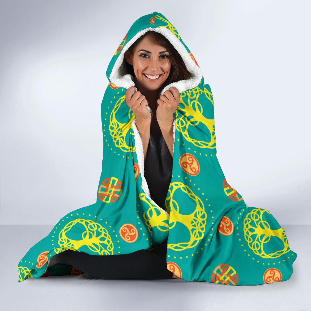 Celtic Tree of Life Print Pattern Hooded Blanket-JTAMIGO.COM