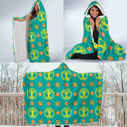 Celtic Tree of Life Print Pattern Hooded Blanket-JTAMIGO.COM