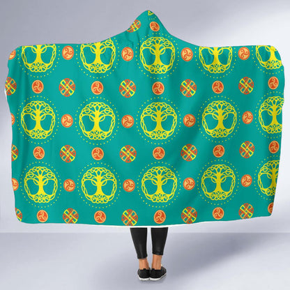 Celtic Tree of Life Print Pattern Hooded Blanket-JTAMIGO.COM