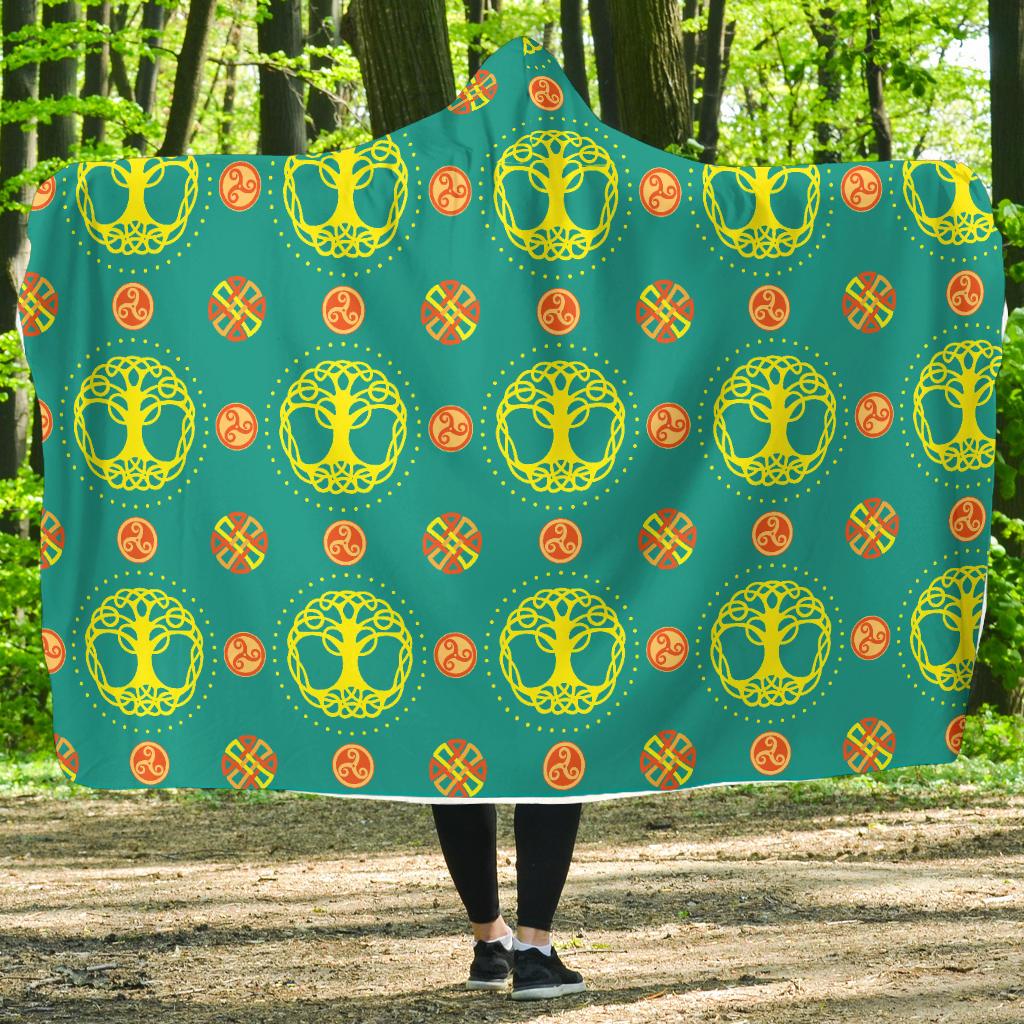 Celtic Tree of Life Print Pattern Hooded Blanket-JTAMIGO.COM