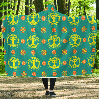 Celtic Tree of Life Print Pattern Hooded Blanket-JTAMIGO.COM
