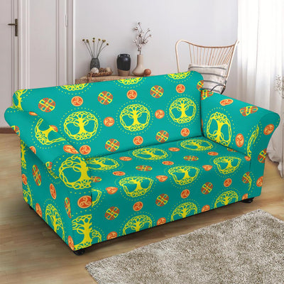 Celtic Tree of Life Print Pattern Loveseat Slipcover-JTAMIGO.COM