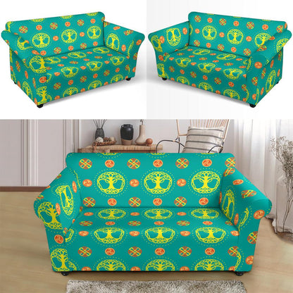 Celtic Tree of Life Print Pattern Loveseat Slipcover-JTAMIGO.COM