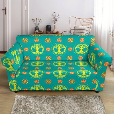 Celtic Tree of Life Print Pattern Loveseat Slipcover-JTAMIGO.COM