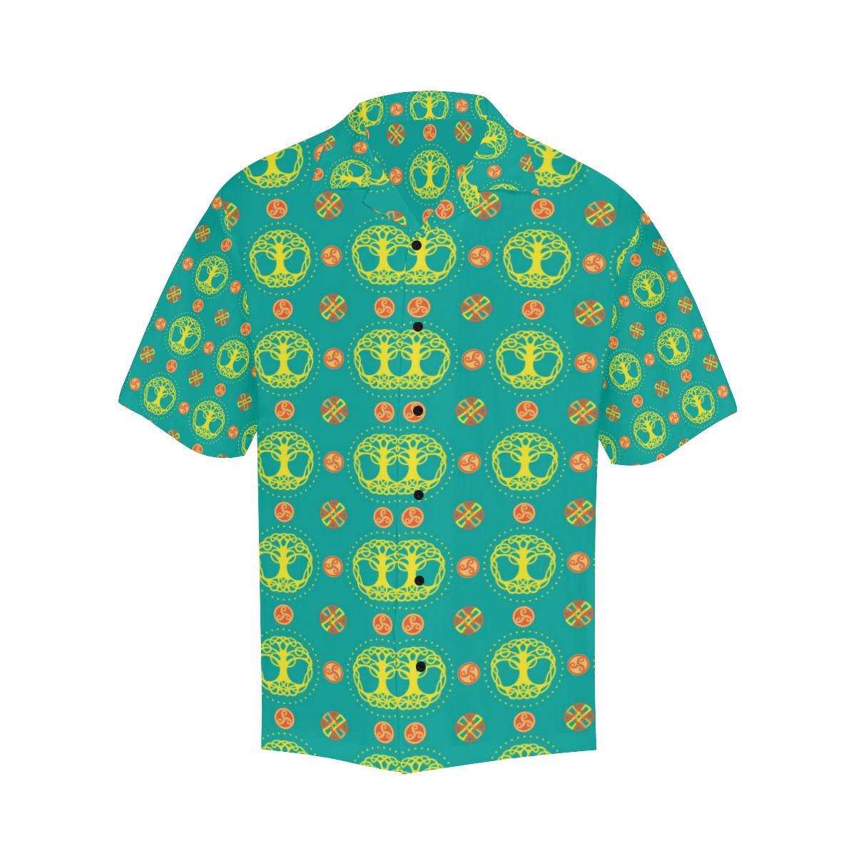 Celtic Tree of Life Print Pattern Men Aloha Hawaiian Shirt