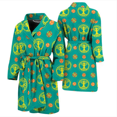 Celtic Tree of Life Print Pattern Men Bath Robe-JTAMIGO.COM