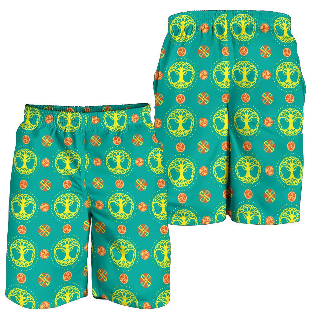 Celtic Tree of Life Print Pattern Mens Shorts-JTAMIGO.COM