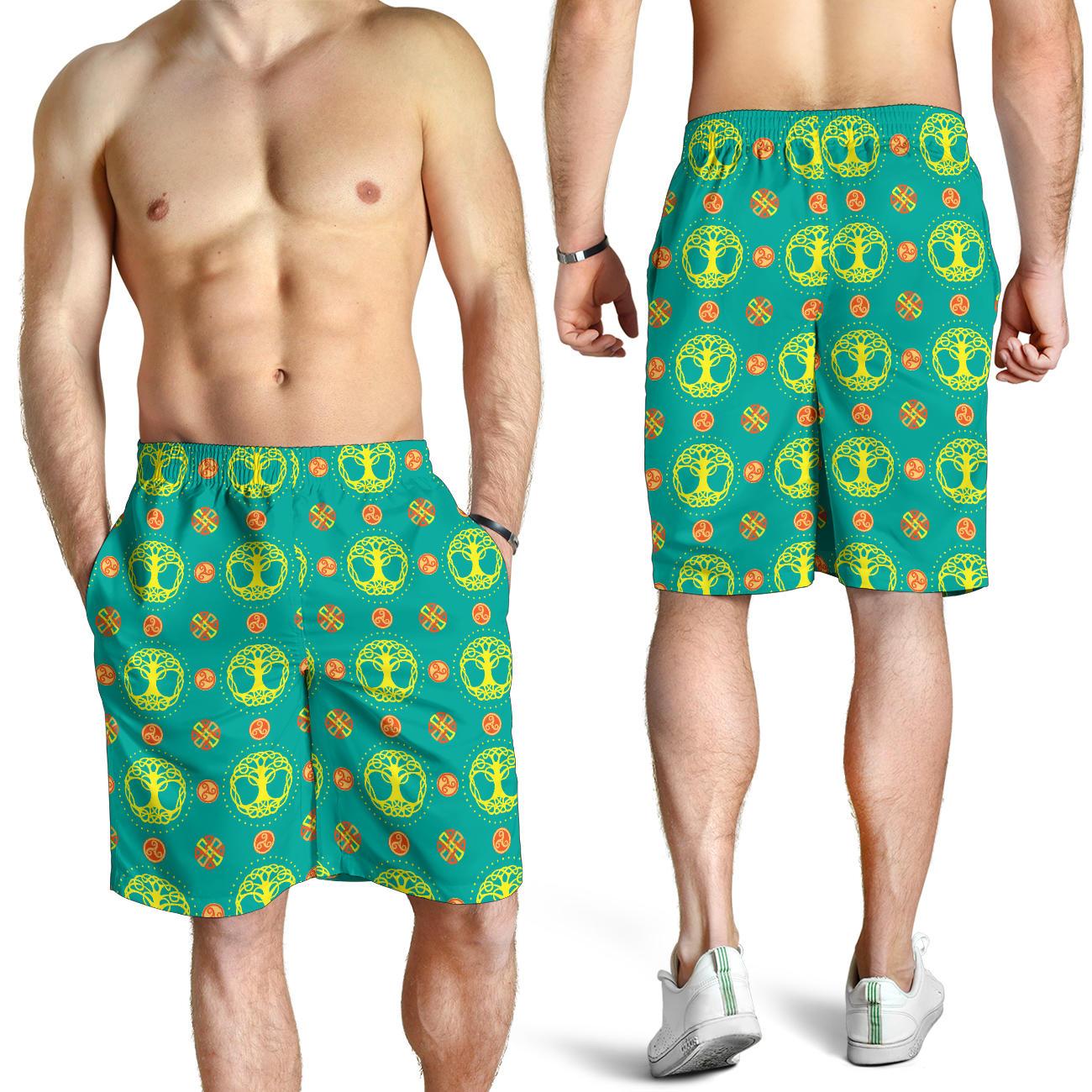 Celtic Tree of Life Print Pattern Mens Shorts-JTAMIGO.COM