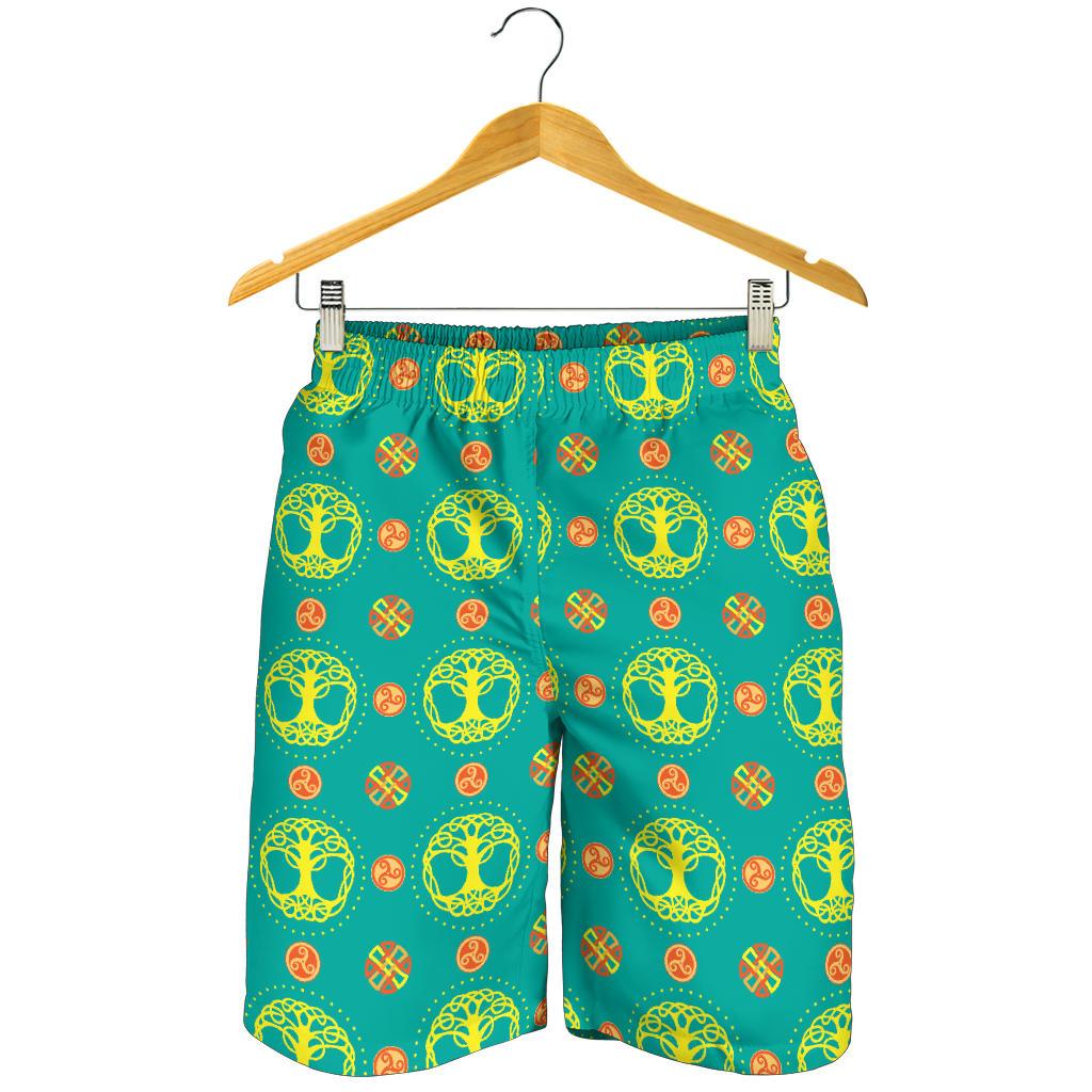 Celtic Tree of Life Print Pattern Mens Shorts-JTAMIGO.COM