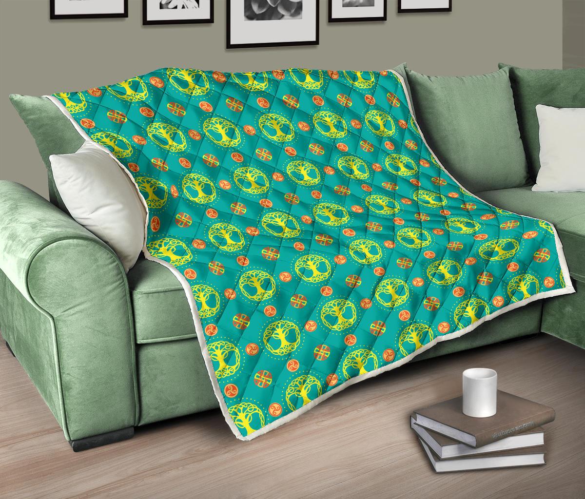 Celtic Tree of Life Print Pattern Premium Quilt-JTAMIGO.COM