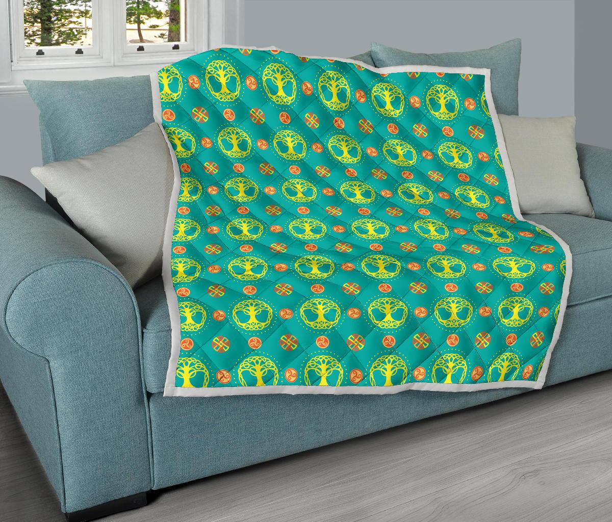 Celtic Tree of Life Print Pattern Premium Quilt-JTAMIGO.COM