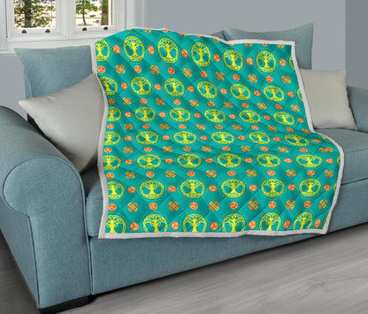 Celtic Tree of Life Print Pattern Premium Quilt-JTAMIGO.COM