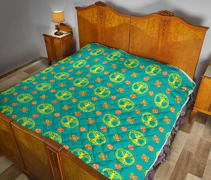 Celtic Tree of Life Print Pattern Premium Quilt-JTAMIGO.COM
