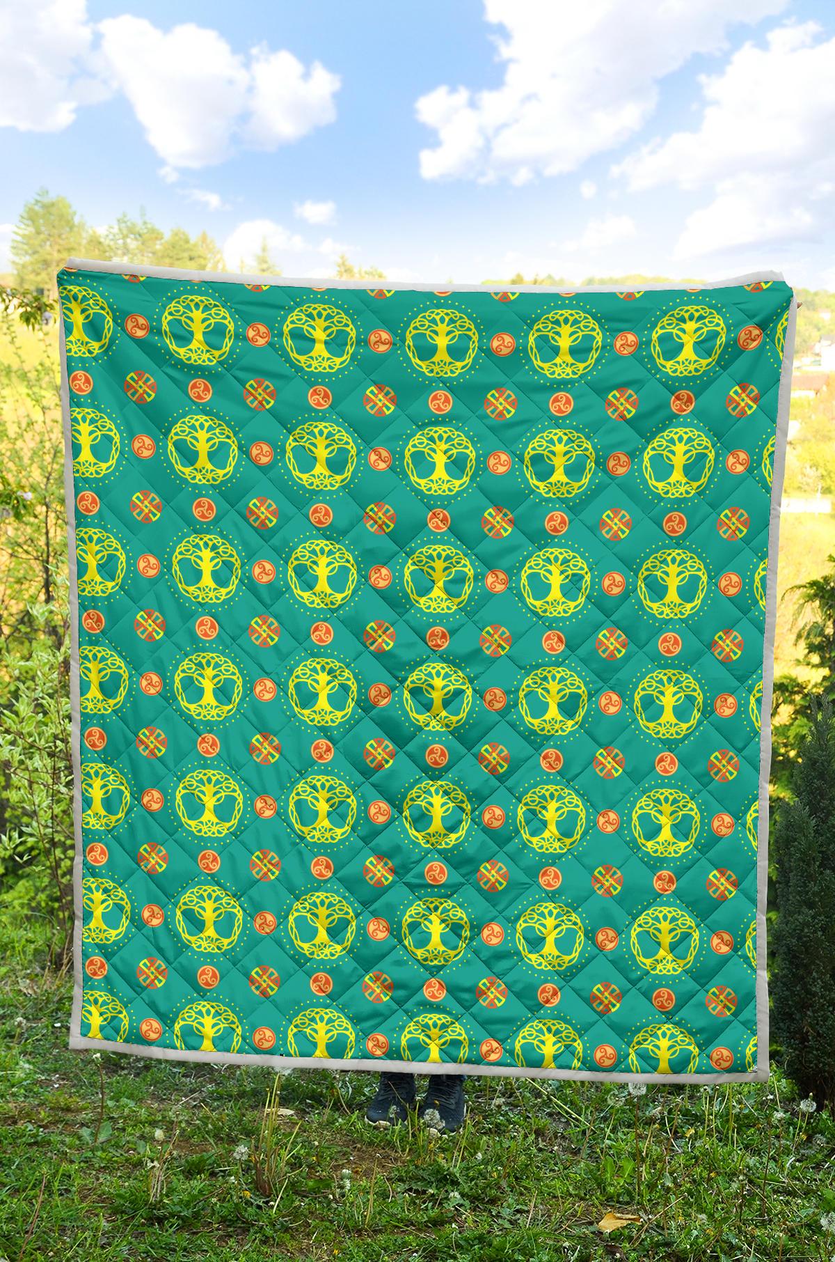 Celtic Tree of Life Print Pattern Premium Quilt-JTAMIGO.COM