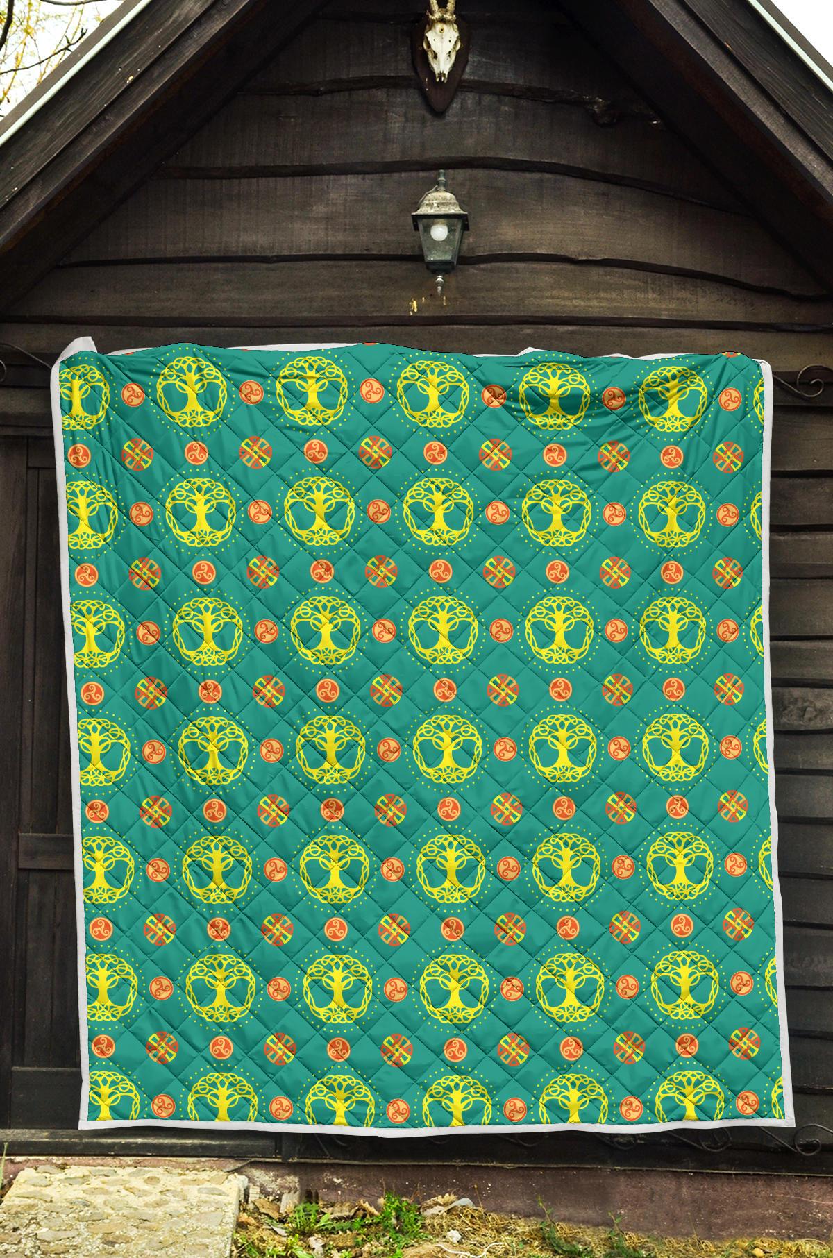 Celtic Tree of Life Print Pattern Premium Quilt-JTAMIGO.COM