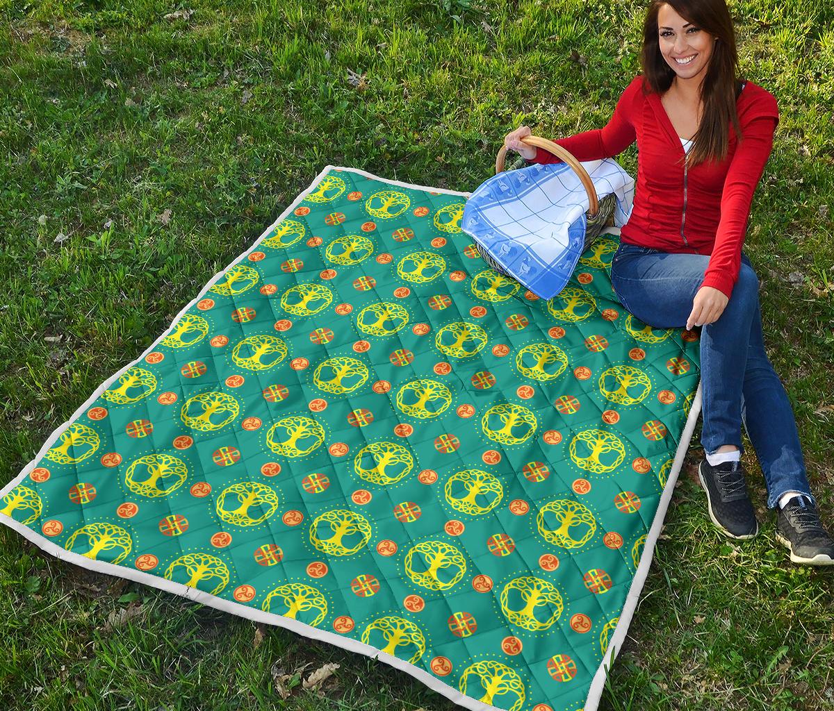 Celtic Tree of Life Print Pattern Premium Quilt-JTAMIGO.COM