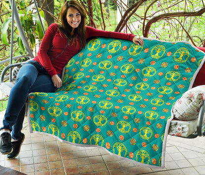 Celtic Tree of Life Print Pattern Premium Quilt-JTAMIGO.COM